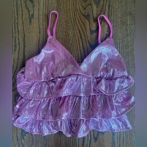 Shimmering Pink Ruffle Camisole top